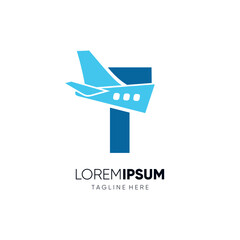 Letter T Initial Airplane Tail Logo Design Vector Graphic Icon Emblem Illustration