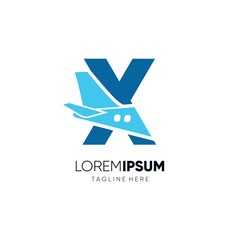 Letter X Initial Airplane Tail Logo Design Vector Graphic Icon Emblem Illustration