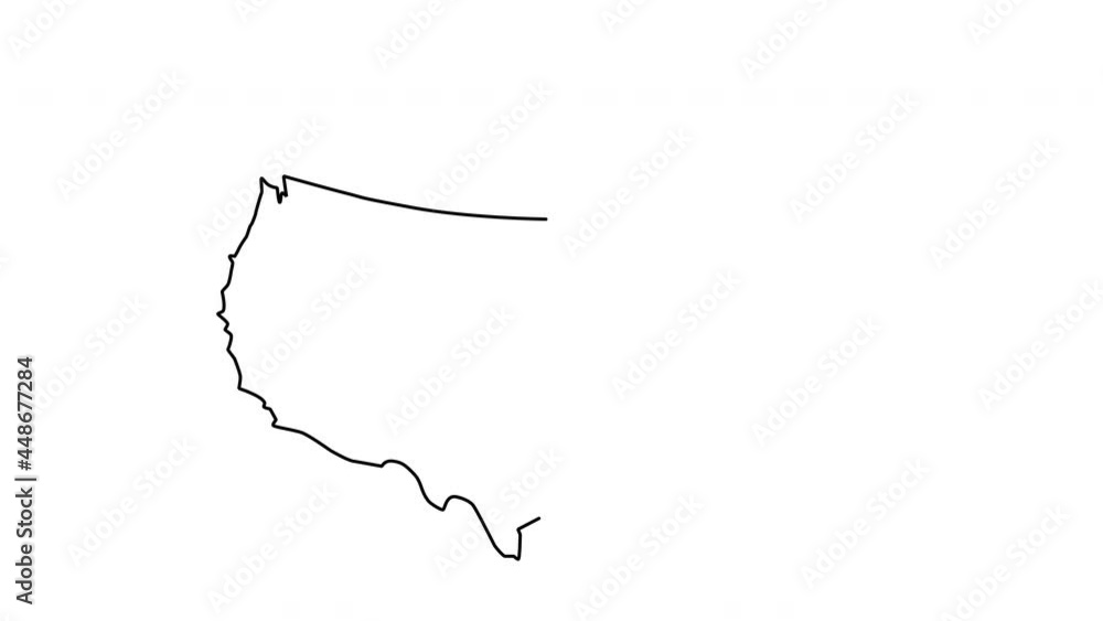 Wall mural usa map self drawing animation. putline and state division. usa animated text letters appearing. blu