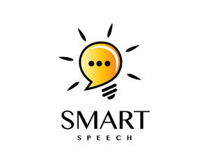 smart creativity inspiration light bulb chat speech logo icon symbol template illustration