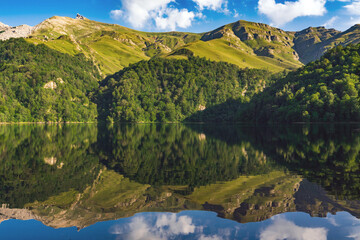 View on mountain lake MaralGol in Azerbaijan