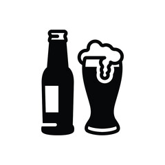 Black solid icon for beer