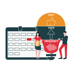 Flat design with people. VHF - Very High Frequency acronym. business concept background. Vector illustration for website banner, marketing materials, business presentation, online advertising