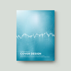 Cover of digital trading concept in graphic on a bright blue background. 