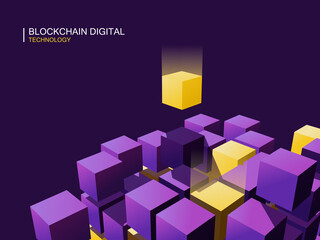 Obraz premium Blockchain digital technology. Perspective Illustration about blockchain.