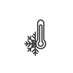 Cold weather temperature line icon
