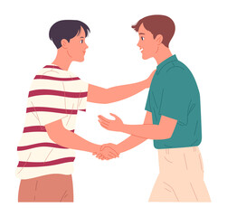 Fototapeta premium Two guys shaking hands when greeting each other