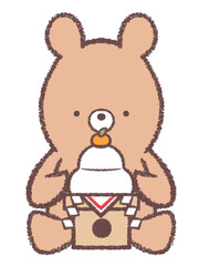 クマと鏡餅
