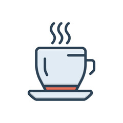 Color illustration icon for coffee cup