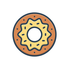 Color illustration icon for donut 