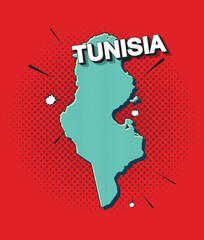 Pop art map of tunisia