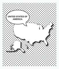 Pop art map of united states of america