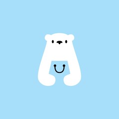polar bear shop negative space logo vector icon illustration