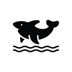 Black solid icon for shark