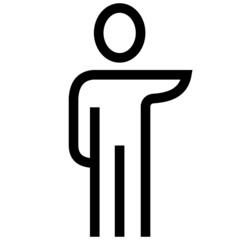 Vector illustration of man icon with one hand stretched out to the side