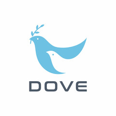 Dove bird leaf negative space style logo