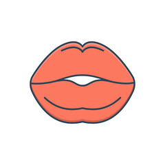 Color illustration icon for kissing 