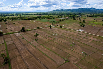Obraz premium top view Terraced rice field at Chiangmai Northern Thailand