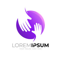 Charity logo and circle design illustration, handshake icons