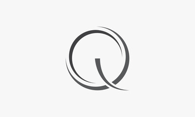 Q letter logo curve concept isolated on white background.