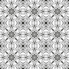 Fototapeta premium Seamless abstract geometric floral monochrome surface pattern