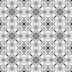 Foto op Canvas Seamless abstract geometric floral monochrome surface pattern © Newage Designs
