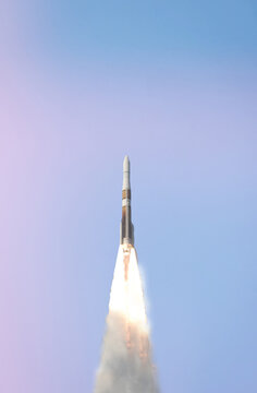 Dramatic rocket launch.  The elements of this image furnished by NASA.