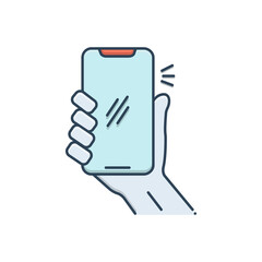 Color illustration icon for using  mobile