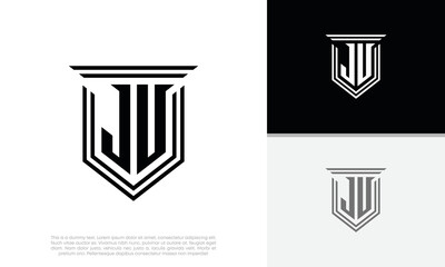 Initials JV. JU logo design. Luxury shield letter logo design.