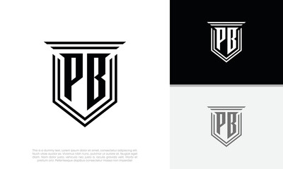 Initials PB logo design. Luxury shield letter logo design.