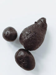 Dark Purple Shetland Black Potato Isolated on White Background