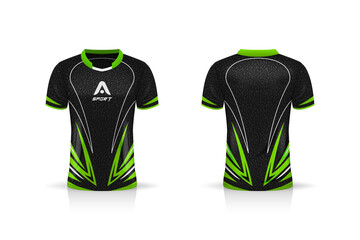 Specification Soccer Sport , Esport Gaming T Shirt Jersey template. mock up uniform . Vector Illustration design © bellie