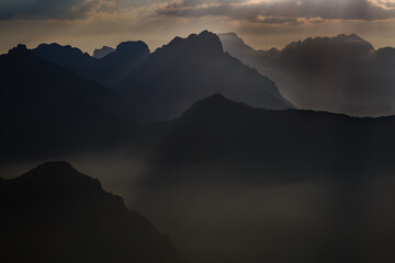 Mountains of the Macizo de Ubiña from the top of Puerto Pajares, Cantabrian Mountains, Spain.