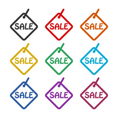 Sale price tag color icon set isolated on white background