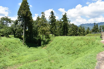 日本　群馬の名所　真田の城　名胡桃城と周辺の風景