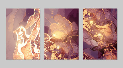 Purple Gold Marble Abstract Textures