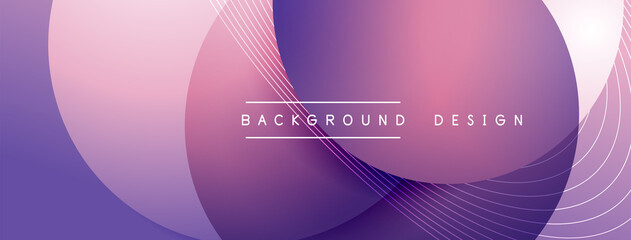 Gradient circles with shadows. Vector techno abstract background. Modern overlapping forms wallpaper background, design template