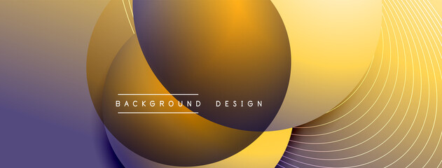 Gradient circles with shadows. Vector techno abstract background. Modern overlapping forms wallpaper background, design template