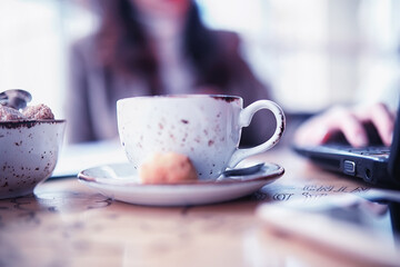 Girl eating coffee cakes