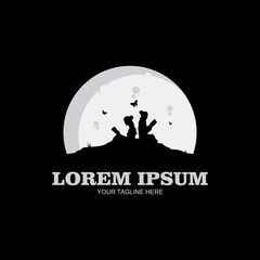 Young woman writer in the moon