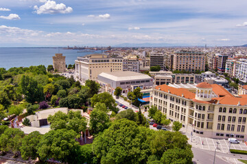 Fototapeta na wymiar Aerial view in the Thessaloniki city.