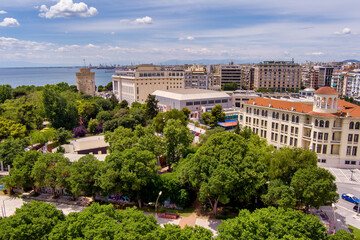 Fototapeta na wymiar Aerial view in the Thessaloniki city.