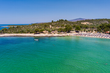 Aerial View of the Psili Ammos beach, at Thassos island, Greece