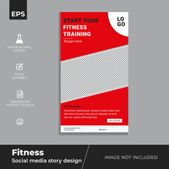 Trendy fitness social media story template design. Vector design. Creative, colorful, unique design layout.