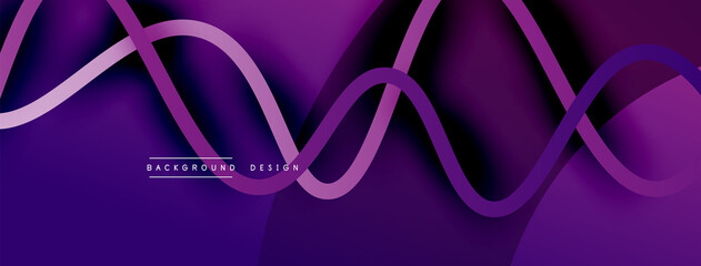 Abstract gradient background with wave line with shadow effect. Geometric composition. 3D shadow effects and fluid gradients