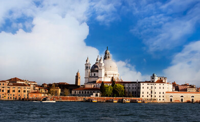 Fototapeta premium Beautiful view of old cathedral in Santa Maria della Salute in Venice, Italy