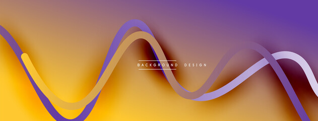 Abstract gradient background with wave line with shadow effect. Geometric composition. 3D shadow effects and fluid gradients