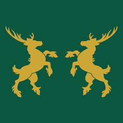Golden deer heraldry logo