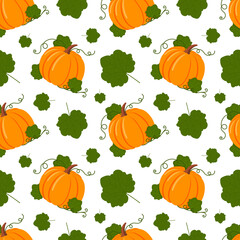 Seamless pattern with pumpkins