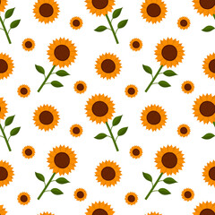 Vector seamless pattern with sunflowers